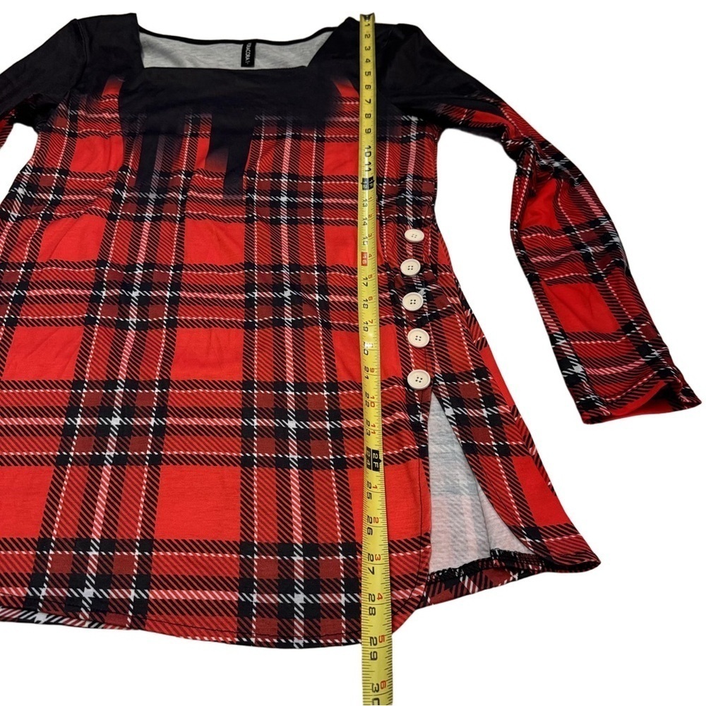 NORACORA  Women's Red Plaid Long Sleeve Top Shirt Size Small Long Sleeve NEW - Picture 8 of 10